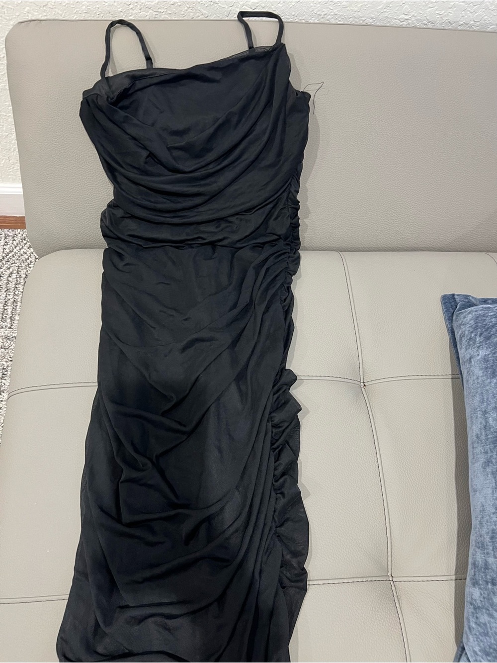 Streetwear Society Black Ruched Maxi Slip Dress